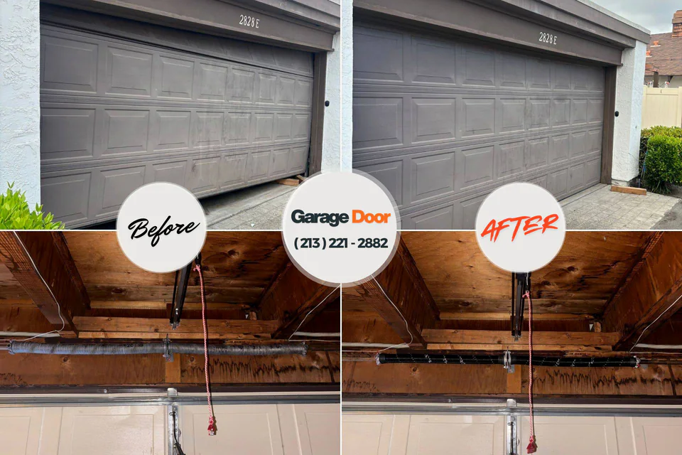 Before and after: garage door repair Park Hill, OK